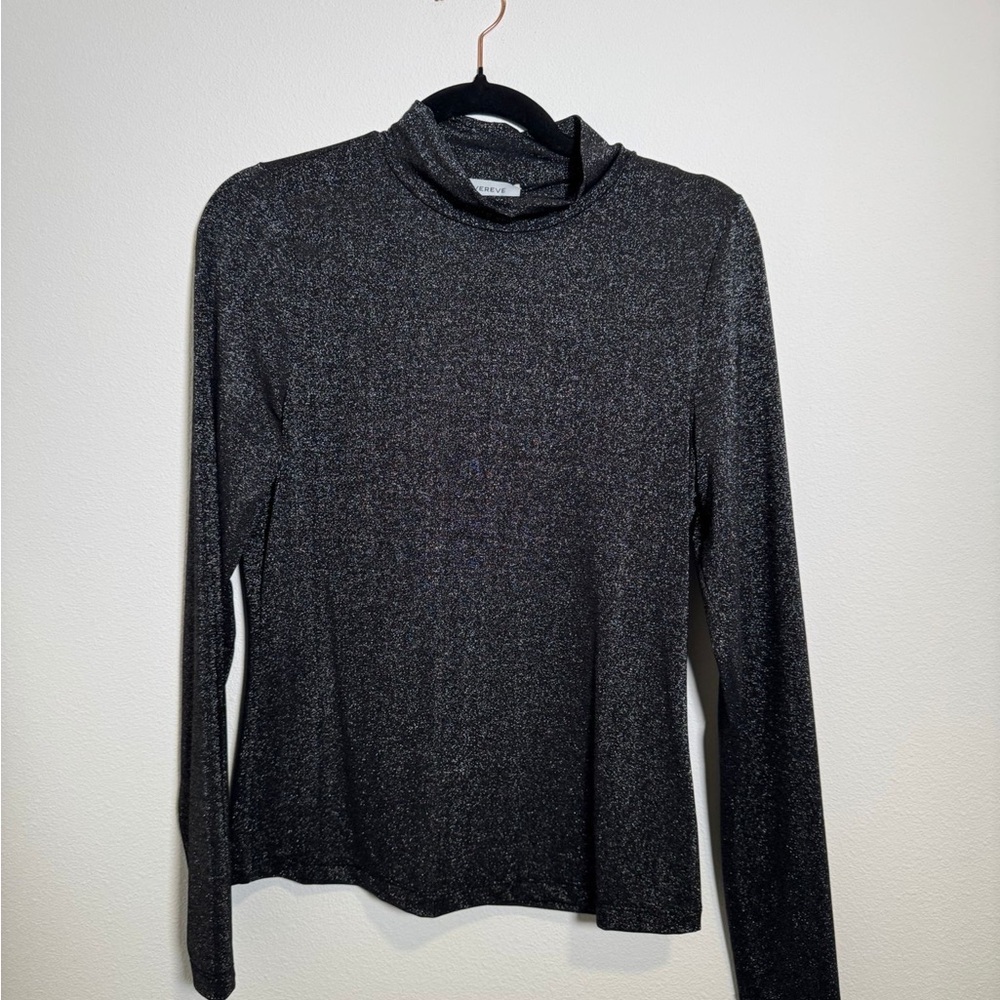Evereve Metallic Black Long Sleeve Blouse